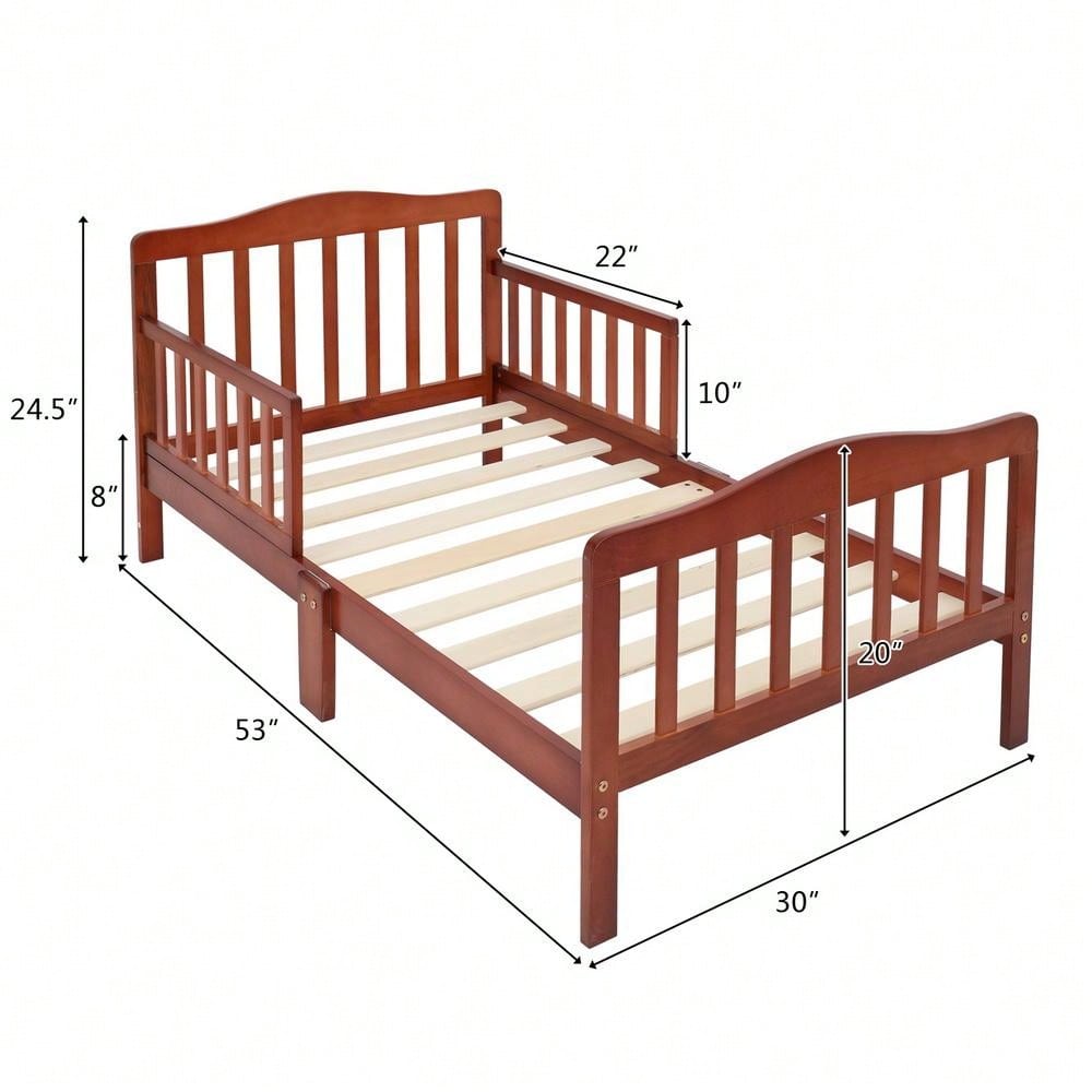 ITopRoad Wooden Baby Toddler Bed Children Bedroom Furniture With Safety Guardrails SHEIN USA