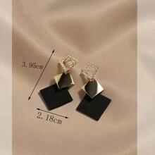 1 Paire De Boucles D'oreilles D'études En Forme De Diamant Haut De Gamme, Boucles D'oreilles Longues À La Mode De Style Coréen Pour Porter Au Quotidien Et Comme Cadeau D'halloween