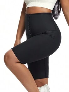 女性桑拿汗褲高腰收腹褲,加壓運動塑形短褲,訓練融脂塑身,臀部塑形,腰部訓練束腰胸衣 - 藍色 - 查看 8