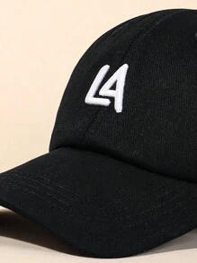 1入組男女適用的3d刺繡字母設計戶外運動太陽保護舒適棒球帽,適合日常穿戴 - 黑色 - 查看 5