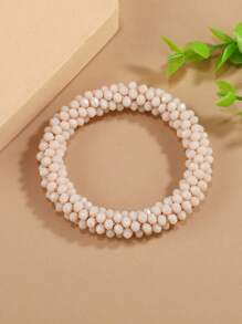 1pc Hand-Woven Elastic Bohemian Style Crystal Beaded Bracelets In 11 Colors Optional, Suitable For Daily Wear, Gift For Women - Sliced Rice Beads - View 20