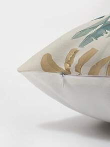 1pc Green Leaf Patterned Cushion Cover, Modern Pillow Case, Single Side Printing, Sofa Use, Home Decorative Pillow Cover, Pillow Core Not Included