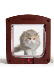 Artículos Para Mascotas, Puerta Para Mascotas, Puerta Para Perros/gato, Entrada Y Salida Libre, Control Por Interruptor, Pequeña - Marrón - Ver 1