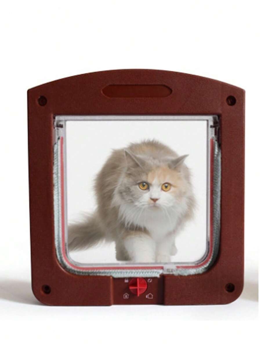 Artículos Para Mascotas, Puerta Para Mascotas, Puerta Para Perros/gato, Entrada Y Salida Libre, Control Por Interruptor, Pequeña - Marrón - Ver 1