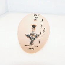 1 件龍形肚臍環,帶水鑽鑲嵌,時尚女式穿孔臍釘,生日、聖誕節、週年紀念日、情人節、婚禮、職業派對、化裝舞會、萬聖節派對等的完美禮物。 - 黑色 - 查看 4