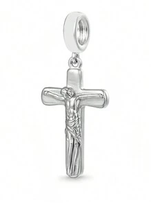 HuooNew 1pc Simple 925 Sterling Silver Crucifix Necklace Pendant Diy Anniversary Party Unisex Jewelry - Silver - View 1