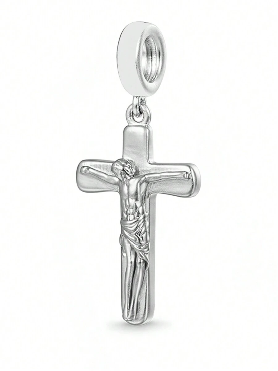 HuooNew 1pc Simple 925 Sterling Silver Crucifix Necklace Pendant Diy Anniversary Party Unisex Jewelry - Silver - View 1