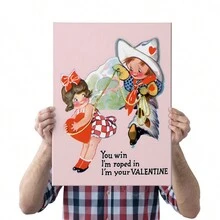 1pc Ready-To-Hang Valentine'S Day Wall Art Decor, Western Cowboy Themed Cord Wrapped Heart Shaped Couple Picture, 'To My Valentine' Modern Retro Style 1920s Wall Art, Ideal Gift For Bedroom, Hallway, Or Living Room, Can Be Hung Directly - Multicolor - View 7