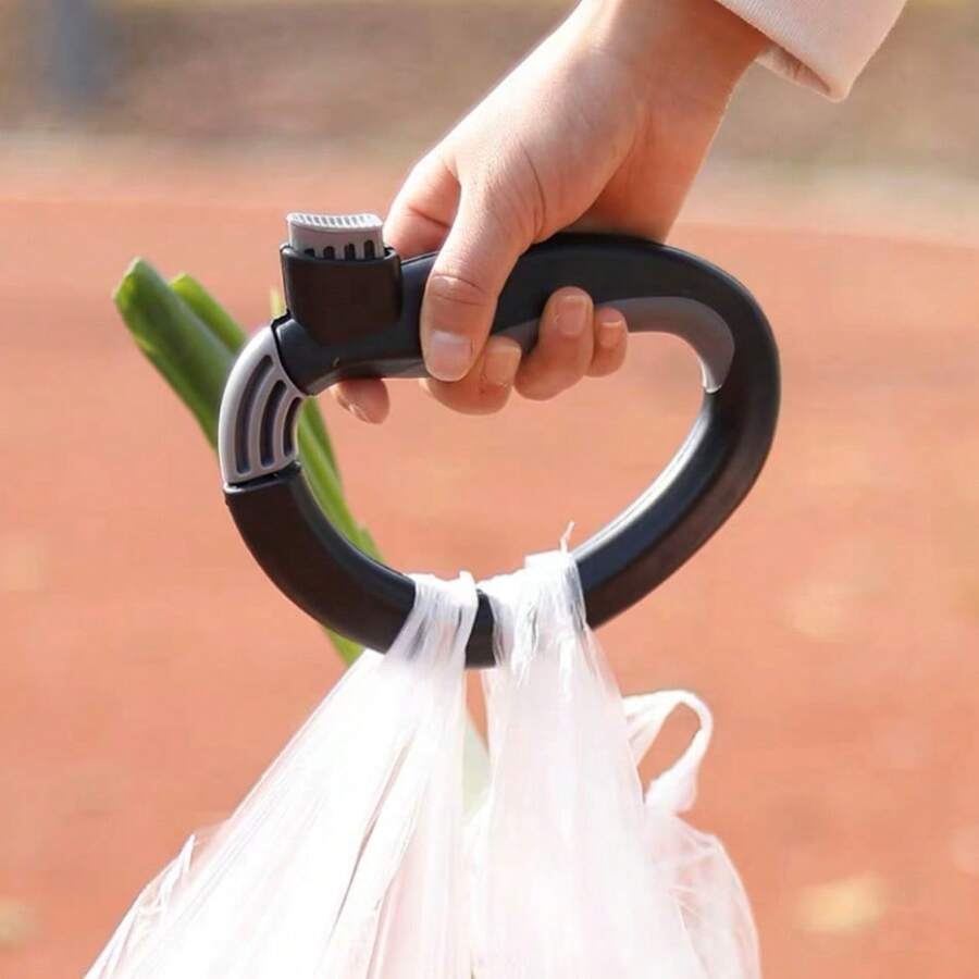 1個塑料手柄省力購物手柄自鎖拇指袋載具,創意省力袋持有人,自鎖拇指袋攜帶人 - 黑色 - 查看 1