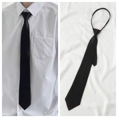 1 pieza Corbata con cremallera mate para hombres hecha de poliéster, adecuada para camisas de uso diario, fiestas y como regalo, corbata casual para hombres