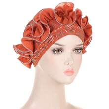 1pchiny Twist Nail Bonnet Casual Turban, Solid Color Women Headscarf, Headwarp New Year Presents Valentine's Gift For Her - Burgundy - View 7