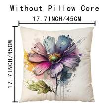 1 件 45*45 公分聚酯單面印花家居裝飾紡織工藝枕套,彩色花朵圖案,適合客廳和臥室沙發墊,隱藏拉鍊枕套,無枕芯 - 彩色 - 查看 8