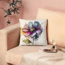 1 件 45*45 公分聚酯單面印花家居裝飾紡織工藝枕套,彩色花朵圖案,適合客廳和臥室沙發墊,隱藏拉鍊枕套,無枕芯 - 彩色 - 查看 5