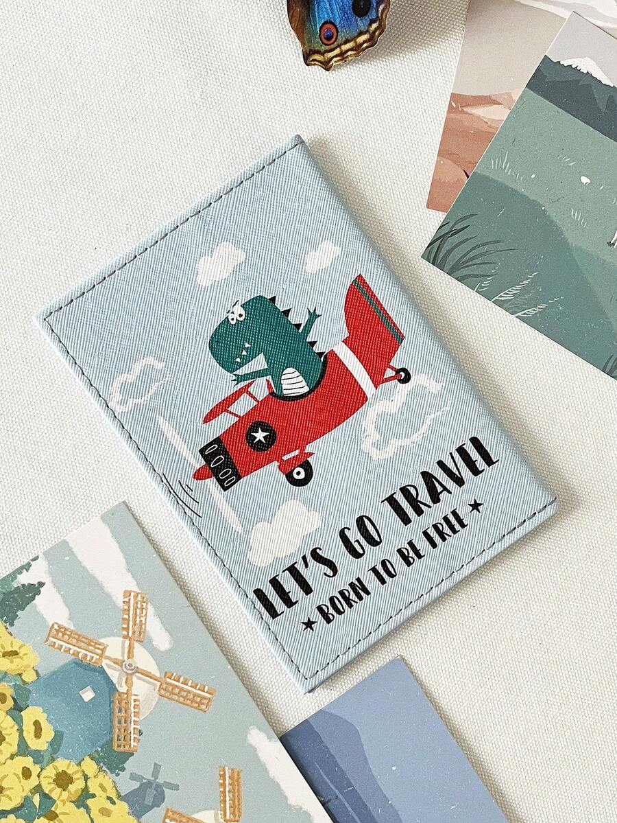 1PC Cartoon Cute Dinosaur Pattern Travel Passport Cover Leather Portable Wallet Men Women ID Address Holder Boarding Travel Accessories Travel Stuff Travel Organiser Travel Items Travel Wallet Passport Holder Passport Wallet Beach Vacation Bag Summer - Red - View 1