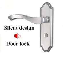 不銹鋼廁所門鎖,可反轉鎖,加厚通用無鎖芯 - 銀色 - 查看 1