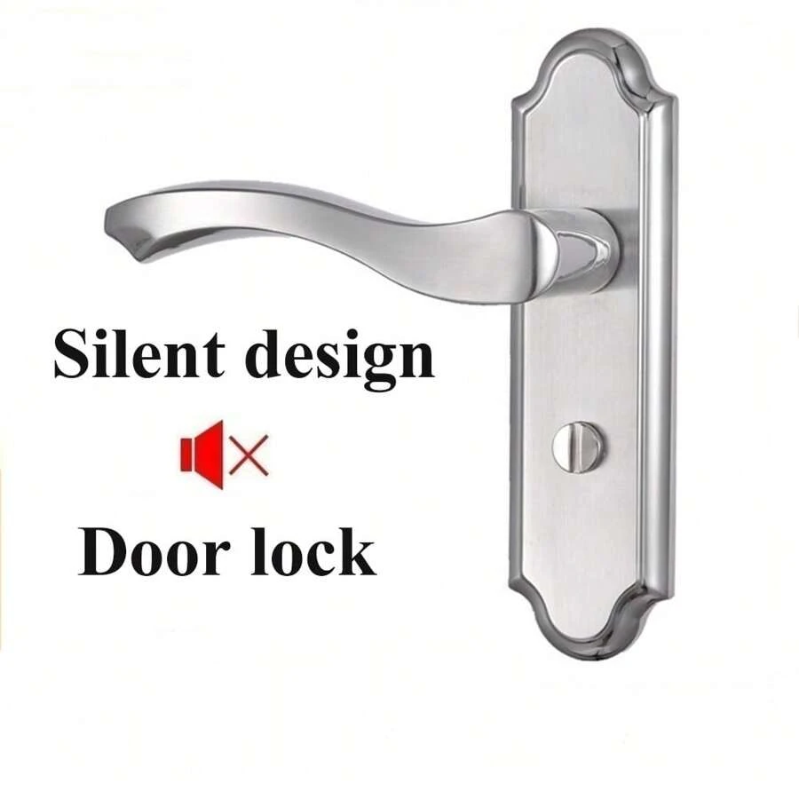 不銹鋼廁所門鎖,可反轉鎖,加厚通用無鎖芯 - 銀色 - 查看 1