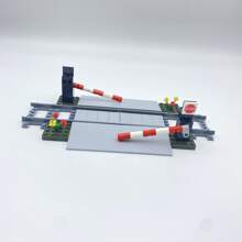 51pcs/Set Children Puzzle Assembling Plastic Toy With Fun Interlocking Building Blocks For A City-Themed Train Track, Including Elevators, Railway Crossings, Guardrails And Diy Accessories - Multicolor - View 2