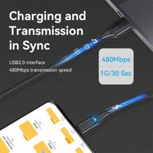 Vention Usb C充電線,3a快速充電,usb A轉usb C充電器充電線數據同步充電線,適用於智能手機、平板電腦、筆記本電腦和其他type C設備（盒裝） - 黑色 - 查看 4