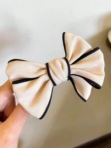 1入女性雙面蝴蝶結髮夾，高端髮髻必備的簡單可愛髮夾 - 杏色 - 查看 4