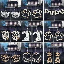 9對/套情人節貓爪空心足迹木質耳環珠寶,適合女性 - 款式一 - 查看 12