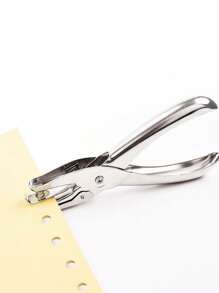 1pc Metal Single Round Hole Puncher For Paper & Loose-Leaf Pages Binding, Stationery Tool - Silver - View 9