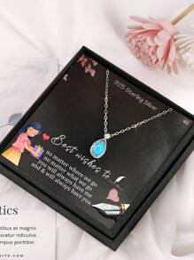 1條s925純銀圓形天然月光石掛墜項鍊 - 銀色 - 查看 9