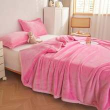 1入組加厚四季冬季珊瑚絨毛毯,適用於床上、辦公室午睡、沙發套、空調毛毯 - 粉色 - 查看 2