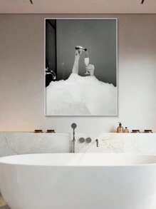 1pc Personalized Black And White Sexy Decoration Painting Wine Glass Wall Art, No Frame - Black and White - View 2