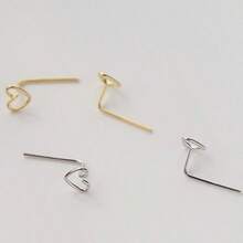 2023 年新款女用愛心耳環,防過敏,簡約設計 - 金色 - 查看 8