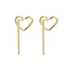 2023 年新款女用愛心耳環,防過敏,簡約設計 - 金色 - 查看 10