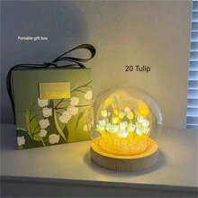 鬱金香和雲形夜燈 Diy 組裝套件適合情人節/生日禮物 - 10朵藍色鬱金香-電池全套diy包 - 查看 5