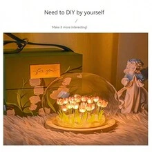 鬱金香和雲形夜燈 Diy 組裝套件適合情人節/生日禮物 - 10朵藍色鬱金香-電池全套diy包 - 查看 4