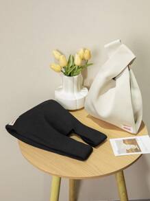 1 peça Sólida Cor Preto Saco de Crochê Tricotado Oco Leve Tote para Mulheres, Dobrável e Portátil, Adequado para Casual, Férias, Escola e Comute, Todas as Estações, Dia das Mães Presentes, Presentes para Mãe, Essenciais da Mamã, Saco de Mamãe para Sair