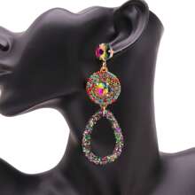 新款波西米亞風格耳環,彩色鑽石長吊墜耳環,婚禮派對耳環,時尚珠寶 - Water Drop Earrings - 查看 10