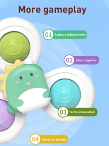 Set de 3 piezas de juguetes giratorios con ventosas - Juego de juguetes anti-estrés con sonajero giratorio para bañera y ducha, adecuado como regalo para niños (algunas partes se envían al azar) - Multicolor - Ver 6