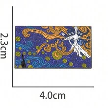 幾何卡通天才畫家在星夜中,爆炸的時光機胸針 - 彩色 - 查看 2
