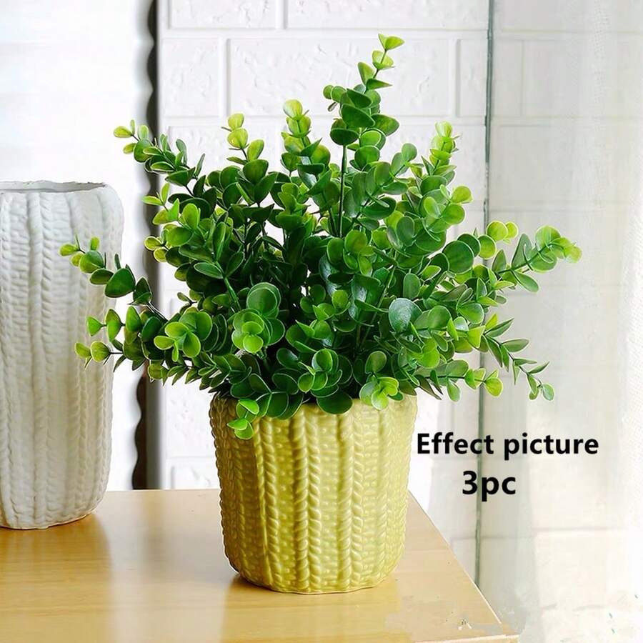 1 件人造植物模擬花 7 叉春草桉樹潘帕斯草綠化柵欄、花園裝飾 - 綠色 - 查看 1
