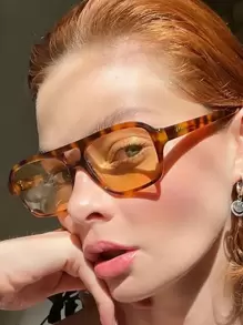 一副女士复古方形双梁飞行员时尚眼镜，70年代时尚時尚眼鏡，适合日常佩戴，沙滩配饰，女士眼镜時尚眼鏡基础款，秋冬季女士服装，商务休闲，礼物，豹纹，适合夏季沙滩度假、户外、旅行 - 彩色 - 查看 2