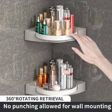 旋轉廁所置物架、旋轉廚房置物架、三腳架衛浴轉角淋浴間收納置物架（附自黏膠帶） - 白色 - 查看 1