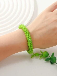 1pc Hand-Woven Elastic Bohemian Style Crystal Beaded Bracelets In 11 Colors Optional, Suitable For Daily Wear, Gift For Women - Sliced Rice Beads - View 21