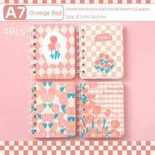 4pcs A7 Spiral Bound Notebook With Colorful Cover, For Students And Office Workers - Cardamom - View 8