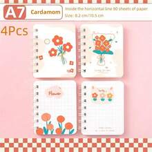 4pcs A7 Spiral Bound Notebook With Colorful Cover, For Students And Office Workers - Cardamom - View 3