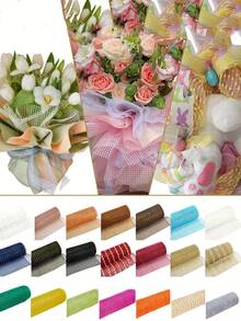 1 Rollo, Rollo De Malla Colorida De 10 Pulgadas X 10 Yardas, Decoración De Material De Anillo De Flores, Rollo De Rejilla De Embalaje De Cinta - Burdeos - Ver 3