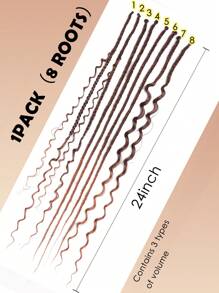 24英寸捲曲合成穗子頭髮延伸件,紫綠色編織毛髮和卷曲 - 棕色 - 查看 4