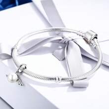 bamoer 1入組925純銀海螺吊墜珠寶雙心吊墜，女性手鍊項鍊DIY配件婚禮新娘珠寶 - 銀色 - 查看 5