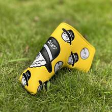 1pc Durable PU Leather Super Soft Embroidered Golf Putter Cover, L-Shaped Waterproof And Wear-Resistant Magnet Closure Club Cover - Green - View 3