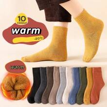 1 双加厚毛圈袜，柔软保暖毛绒袜，适合冬季，女士居家运动筒袜，1 双舒适女士冬季保暖袜 - 柔软保暖内衬，非常适合雪地靴和寒冷的地板 - 彩色 - 查看 2