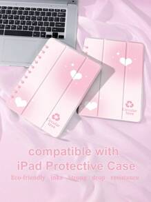 粉紅色Love活動書套，適用於iPad 10.2英寸2021/2020年第9/第8代iPad，適用於華為Matepad 10.4/ Tab/Xiaomi，帶筆筒，支持自動睡眠/喚醒功能 - 粉色 - 查看 2