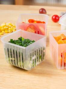 1 Pieza Cajón Para Refrigerador De Cocina Engrosado Con Tapa Y Compartimentos Gran Capacidad Cajón Para Almacenamiento De Verduras Y Frutas, A Prueba De Agua, Con Drenaje - Blanco - Ver 6