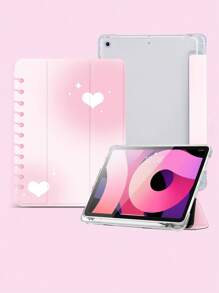 粉紅色Love活動書套，適用於iPad 10.2英寸2021/2020年第9/第8代iPad，適用於華為Matepad 10.4/ Tab/Xiaomi，帶筆筒，支持自動睡眠/喚醒功能 - 粉色 - 查看 3